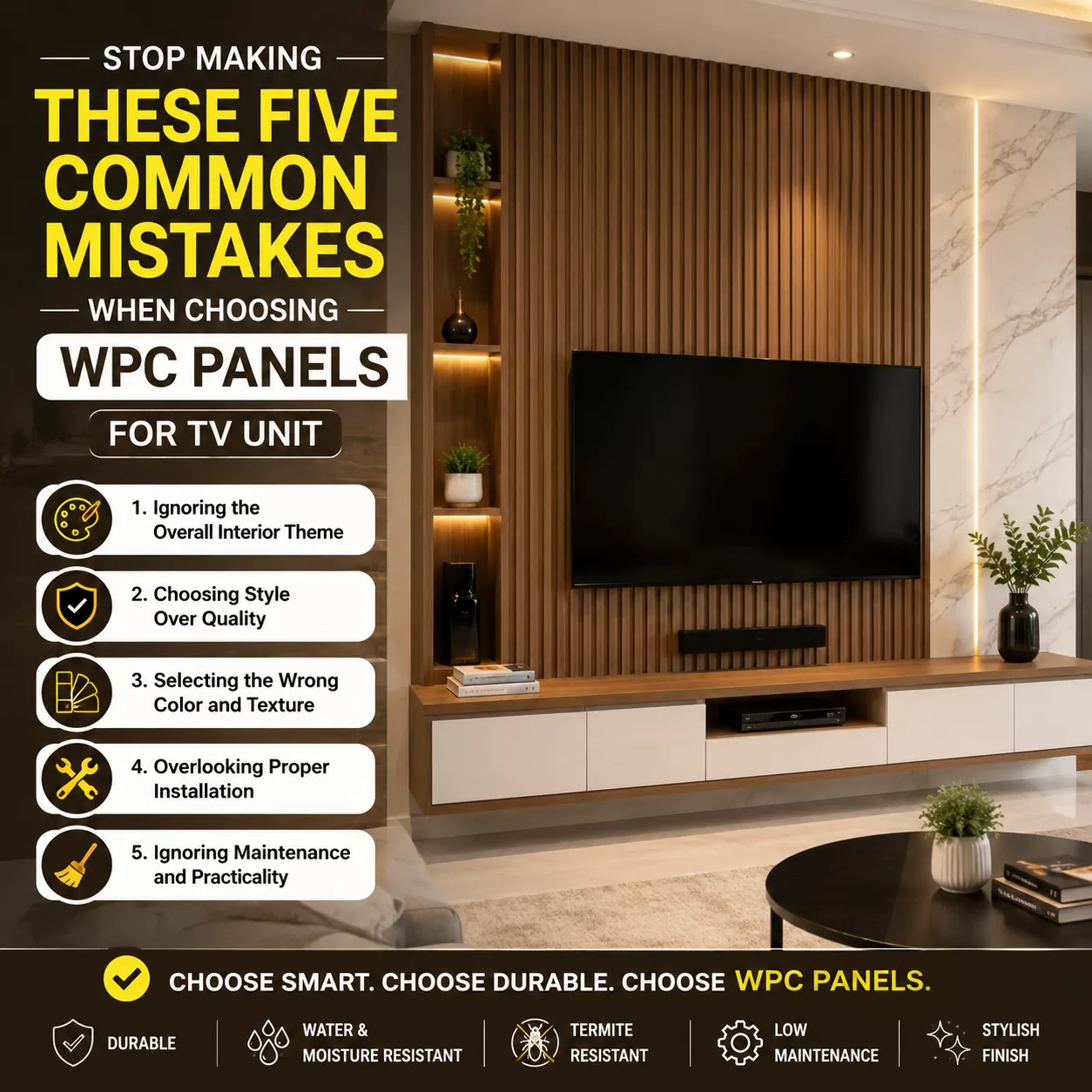 Stop Making These Five Common Mistakes When Choosing WPC Panels for TV Unit